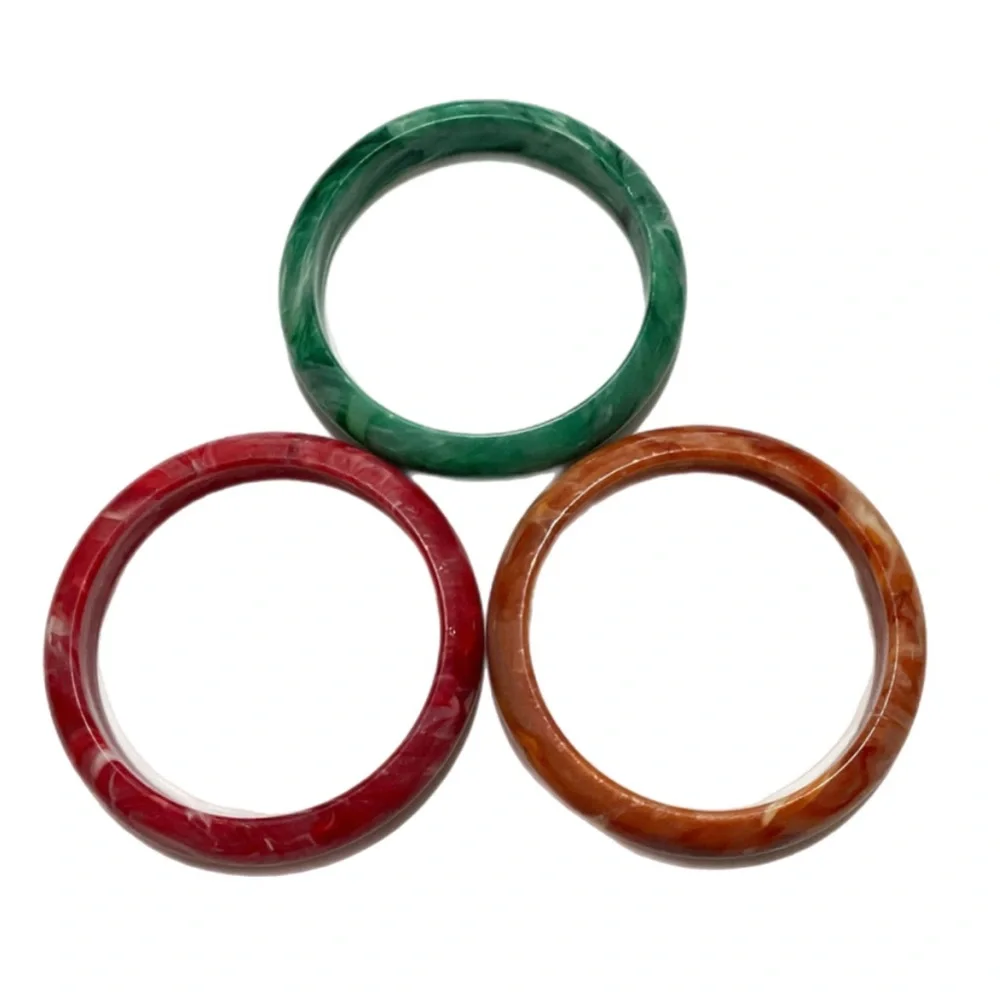 3 Vintage Marbled Bangle Bracelets - Picture 3 of 7